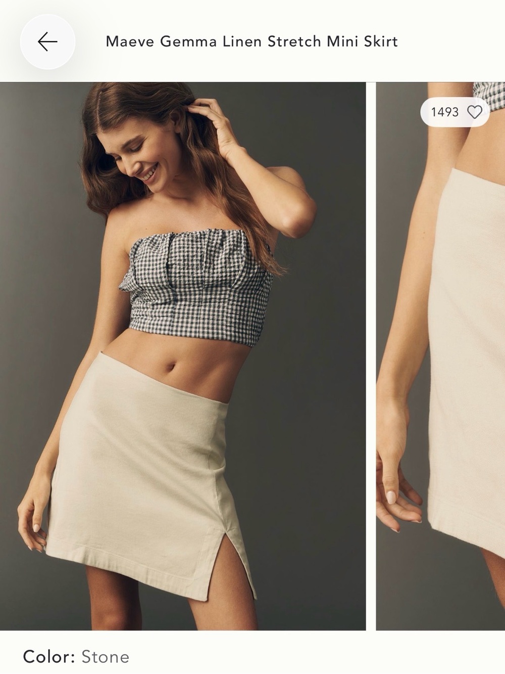 Maeve Stone Mini Skirt with Side Slit
